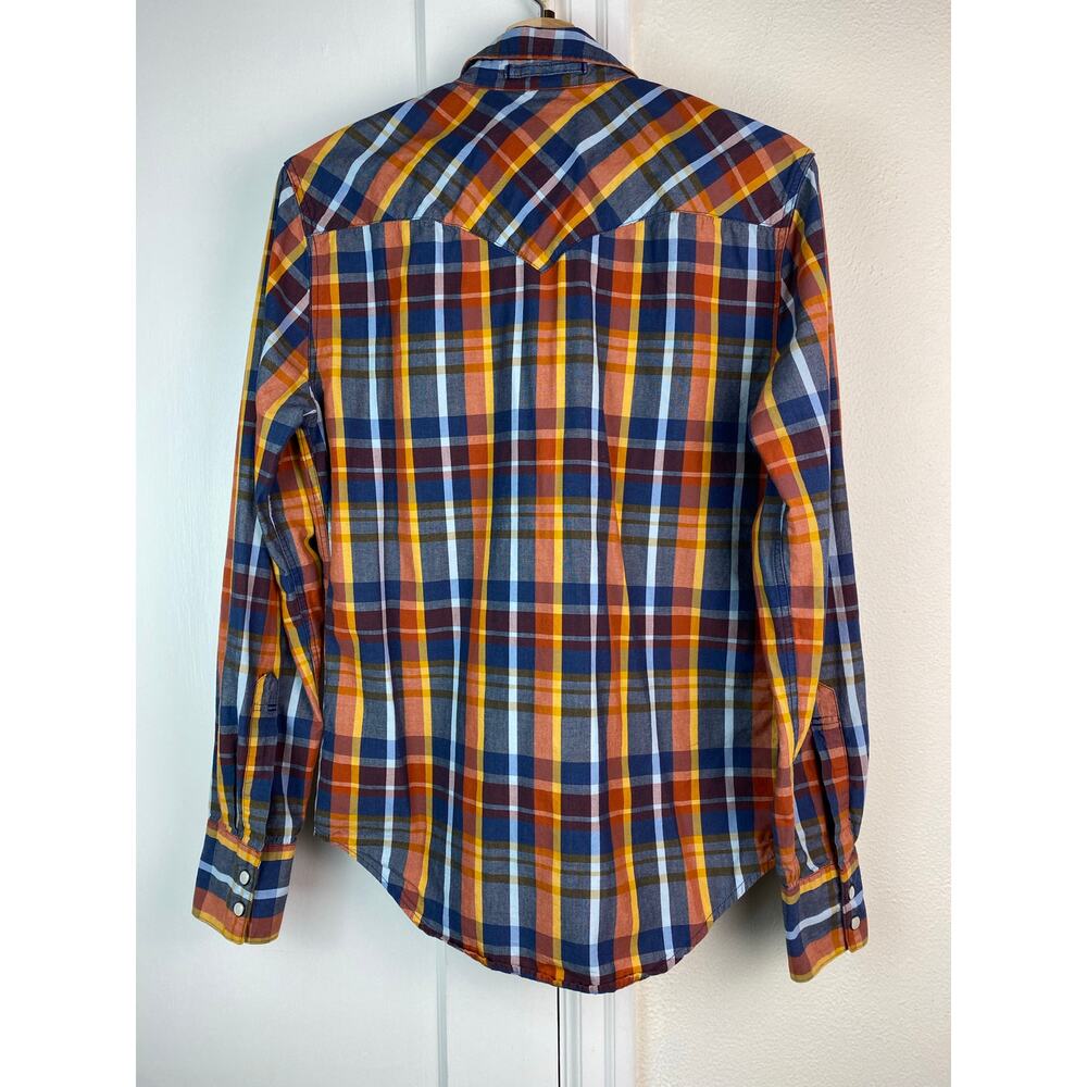 Levi's Orange Blue Plaid Casual Button-Down Shirt - Picture 4 of 7